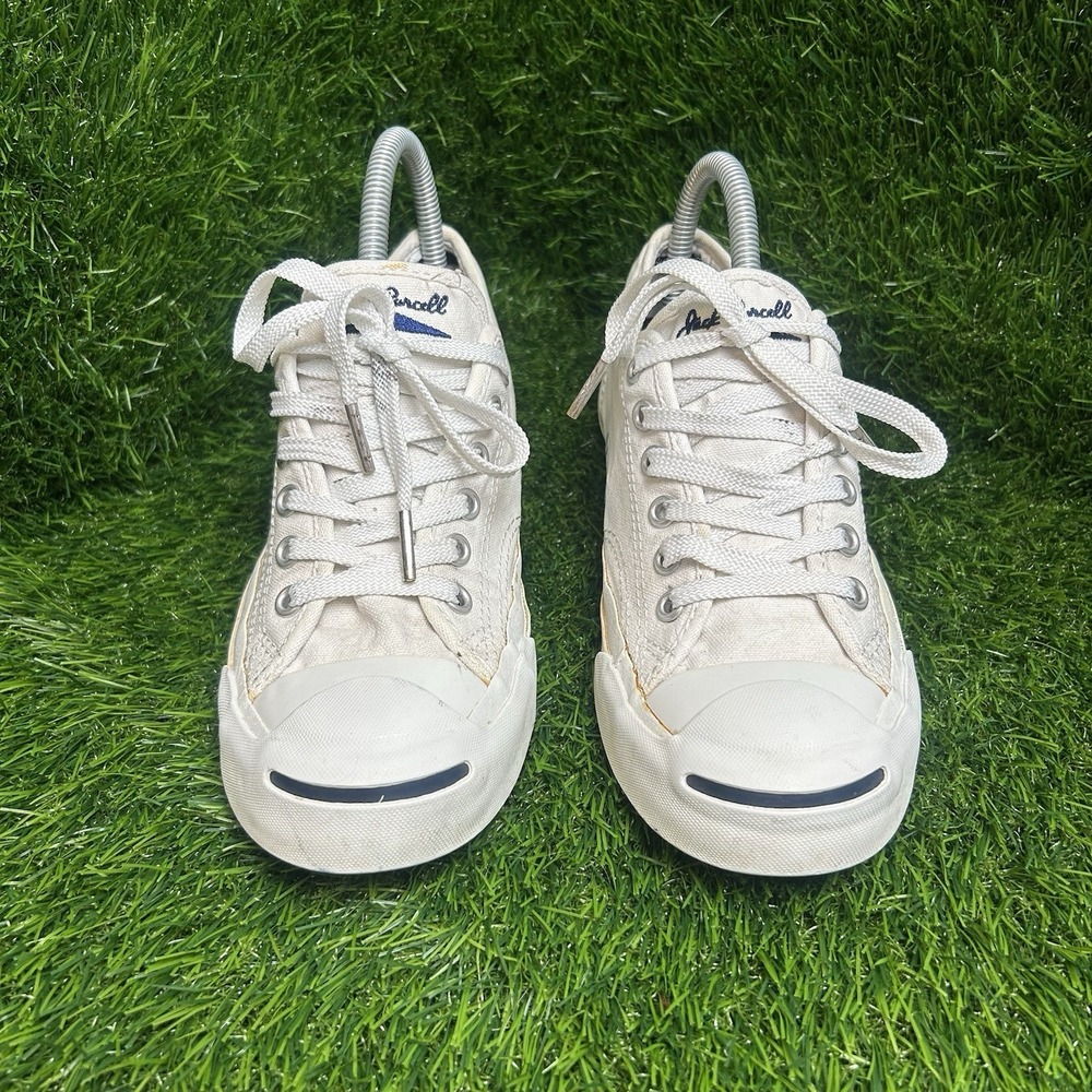 Vintage Converse Jack Purcell Sneakers Off White Canvas 1Q698 Womens 7 Mens 5.5 - Picture 3 of 8
